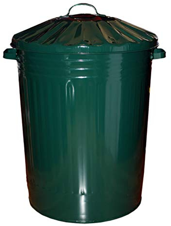 KetoPlastics 90L COLOURED METAL DUSTBIN WASTE BIN RECYCLING IDEAL FOR INDOOR AND OUTDOOR, ANIMAL FEED (GREEN)