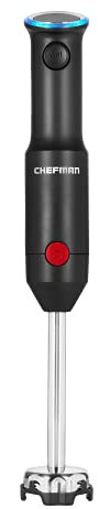 Chefman Cordless-Yet-Powerful Handheld Immersion Blender, Variable Speed, USB Rechargeable, Stainless-Steel Blade with Protective Pan Guard, BPA-Free Matte Black Plastic