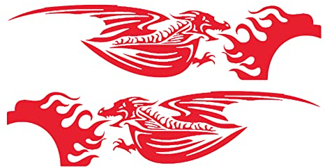 DIY Drachen Autoaufkleber,Asudaro 2St Drachen Autoaufkleber Car Styling Sticke Beide Seiten Körper Aufkleber wasserdichte PVC Auto Persönlichkeit Racing Vinyl Motorhaube Aufkleber,210x45cm,Rot