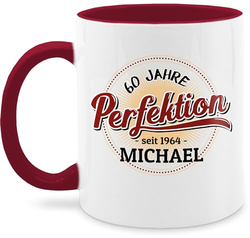 Tasse Tassen 325ml - 60. Geburtstag - 60 Jahre Perfektion - seit 1965-325 ml - Bordeauxrot - geschenke mann 60.geburtstag zum sechzigern haferl spruch personalisierte 60ster sechzig kaffeetassen