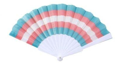 Vision4ever 1Pcs Transgender Pride Coloured Stripe Hand Face Fan Fancy Dress Accessory Easy To Use and Useful for Decorations