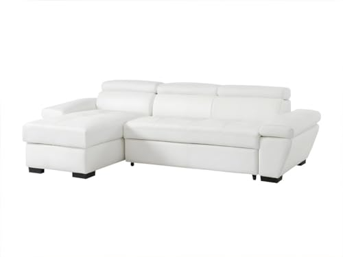 Vente-unique Jonova Ecksofa, Kunstleder, umwandelbar, Weiß