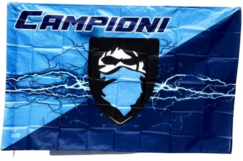 NARAMAKI Bandiera 90x140cm 100% Poliestere - Finale Coppa - Tifo- Azzurri Nero Blu Campioni Scudetto Napoli - int -