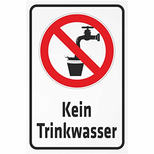 INDIGOS UG - Alu - Dibond Schilder 3mm - Sicherheit - Kein Trinkwasser - Kombi - 200x150 mm - Hotel, Firma, Schutz, KITA, Arzt, Praxis, Wohnung