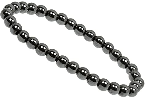 ELEDORO Stretch Armband aus echten Edelstein-Perlen (6mm) – Perlenarmband für stilvolle Eleganz (Hämatit)