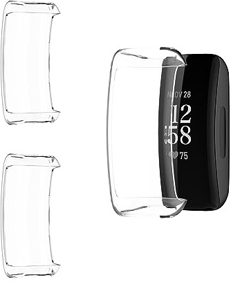 HOMTERN 3er-Pack kompatibel mit Fitbit Inspire 3 Hülle und Inspire 2 Hülle, weiche TPU-Schutzhülle, leicht, sturzsicher, Kratzfest, Flexibler Bildschirm, vollständig abgedeckt, 3er-Pack, transparent