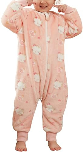 Maeau Combinaison Pyjama Enfant Fille Garçon 4 5 Ans Gigoteuse a Pied Bébé Manche Longue Hiver Barboteuse avec Jambe Grenouillère Flanelle Surpyjama Animaux Ensemble Pyjama Naissance Jumpsuit Rose 120