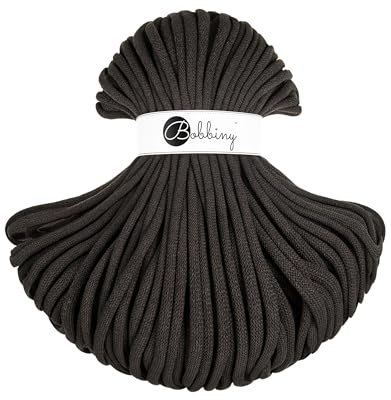 Bobbiny Jumbo Makramee-Schnur, geflochten, 9 mm, 100 % recycelte Baumwolle (Espresso), 100 m