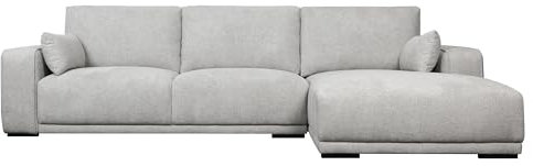 Furnhouse California L-Form Ecksofa Rechts Grau – Hochwertiger Stoffbezug, Skandinavisches Design, Taschenfederkern, Bequeme Polsterung, Modernes Wohnzimmersofa mit Ottomane