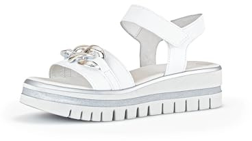 Gabor Damen Plateausandalen, Frauen Sandalen,Best Fitting,offene Schuhe,Strandschuhe,Plateausandaletten,Dicke Sohle,Weiss (Silber),38.5 EU / 5.5 UK