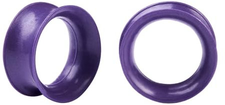 Longbeauty 1 Paar Silikon Ohrpiercing Ohr Tunnel Flesh Expander Stretcher Earlets Plug Gauges Double Flared Weich für Ohrläppchen, Violett, 12MM