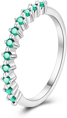 NARMO 925 Sterling Silber Ringe für Frauen Grün Cubic Zirkonia Ring Statement Dünne Ringe für Frauen Mädchen Ring Größe 57mm