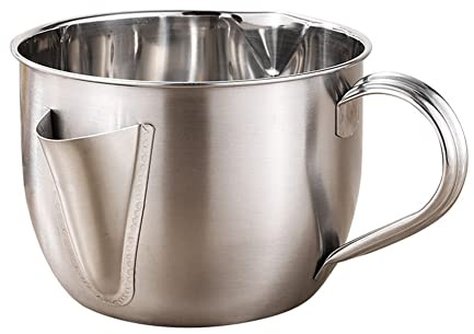 Jarra separadora de grasa, separador de grasa para salsas, 1 litro, separador de grasa de acero inoxidable, colador de grasa, filtro de aceite, jarra con tapa y cepillo, multiusos, se puede calentar