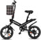Bodywel T16PRO Bicicleta Eléctrica Plegable, 14 Portable E-Bike, City EBike con 4.5 Pulgadas Pantalla LED, Batería 36V/7.8Ah, Frenos de Doble Disco y Suspensión Delantera, Unisex Adulto (Negro)