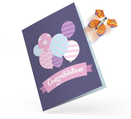 FETTIPOP DIY Überraschungs Schmetterlingskarte Geburtstagskarte (Lila), Happy Birthday Karte Fliegender Schmetterling