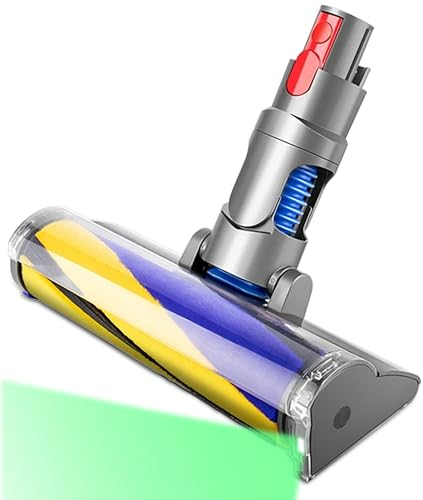 Italdos Brosse compatible pour Dyson V7 V8 V10 V11 V15 Aspirateur, Turbo Brosse avec lumières vertes avec rouleau souple pour parquet carrelage, AS-DS-SV27
