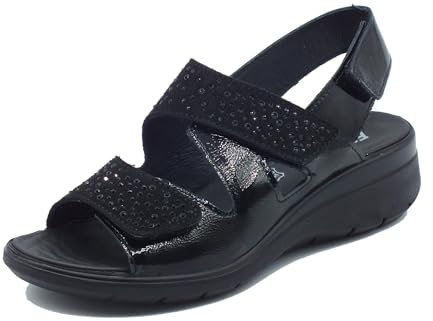 ENVAL SOFT 5778800 Naplak Nero Sandali Confort per Donna in Pelle Verniciata con Zeppa Bassa (Taglia 40)