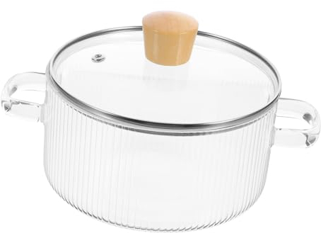 CRAFTHROU Glass Saucepan Clear Cooking Pot Glass Cooking Pot Kitchen Boil Cookware Kitchen Accessory Noodle Pot Kitchen Cooking Pot Glass Cookware for Stovetop