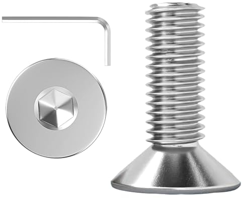 ORTAVA Lot de 20 vis à tête fraisée M5 x 12 en acier inoxydable A2 V2A Filetage complet avec clés Allen