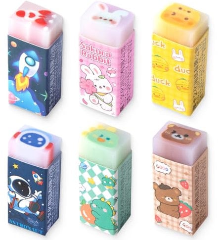 Radiergummi Weich, Radiergummi Kinder, Radiergummis Niedliche Tiere, Radierer für Schule, Zuhause Bürobedarf Schreibwaren(6 Pcs)