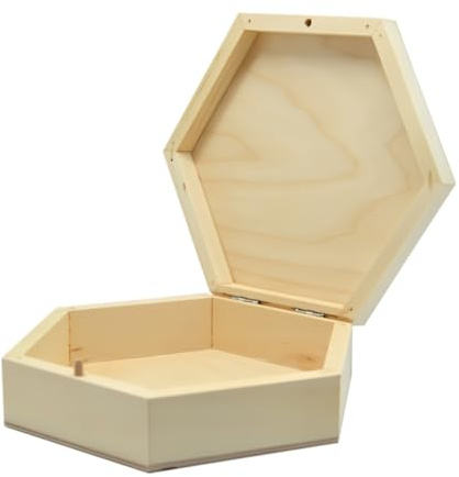 Wooden World – Sechseckige Aufbewahrungsbox aus Holz mit Verschluss – KLEIN
