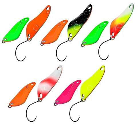 D-Ocean Trout Fishing Spoon 2.5 g 5 Pieces Length 32 x 20 mm with Box Fishing Lure Trout Fishing Spoon (05)