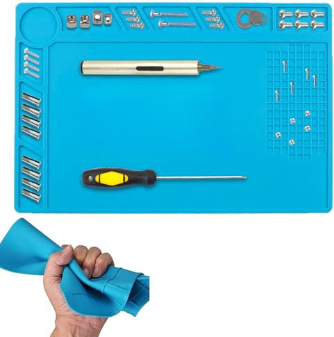 Alfombrilla de Soldaduram, Almohadilla de Mantenimiento de Silicona 34x23cm, Almohadilla de Soldadura Resistente al Calor, Almohadilla de Soldadura con Escala, Mantenimiento Electrónico Móvil