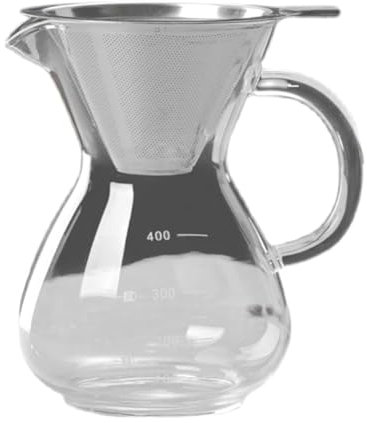 Okeeyseda Glas Kaffeekanne Espressokanne mit Filter Hochtemperaturbeständige Skala Kaffeekanne 400ml