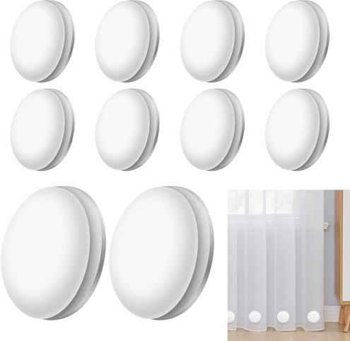 Udbrud 10 Pièces Poids de Nappe de Table Exterieur, Poids pour Rideaux Magnétique, Pince de Nappe Extra Lourde, Poids pour Nappe avec Aimant en Acier Inoxydable pour Pique Nique, Intérieur (Blanc)