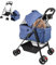 OHMG Hundebuggy, 3-in-1 Kinderwagen für Hunde und Katzen, mit Aufbewahrungskorb, 4 Räder, Kinderwagen für Hunde, faltbar, leicht und praktisch, abnehmbar