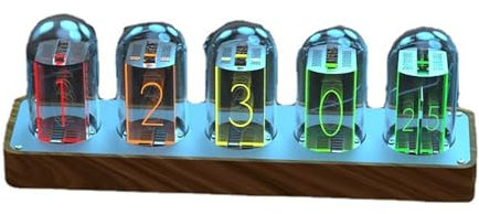 LVSEWOA Nixie-Röhrenuhr-Bausatz-Simulation, digitaler Vintage-Wecker, DIY-RGB-Vollfarbanzeige, 8 Anzeigemodi, kreatives Licht (Pfirsichholz)