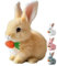 GMTEO Ostern Realistic Bunny Toy, 2025 Neu Hüpfendes Kaninchen Spielzeug, Ostern Plüschhase, Hasen Spielzeug Geräusche Macht und Dessen Ohren und Nase Sich Bewegen, Plüschhase Kuschelhase (Braun)
