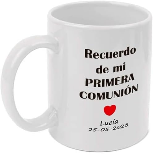 Adri. 25 Tazas personalizadas para comunión. Añade el nombre y la fecha. Regalo Original. Capacidad 350 ml (25 unidades, Diseño recuerdo de mi primera comunión)