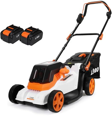 LIGO 40V Cordless Lawn Mower w/11Gal Bag & 2X4.0Ah Battery | 15 Brushless Motor, 6-Position Height (0.98-2.95) | Walk-Behind Grass Catcher w/Patented Comb | 20V/40V Tool Compatible