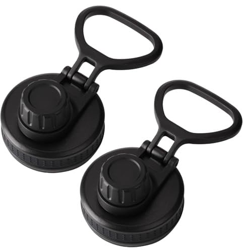 2Pcs Wide Mouth Water Bottle Lid, Leak-Proof Water Bottle Lid with Flexible Handle, Glossy & Smooth Spout BPA Free Replacement for Sports Bottles