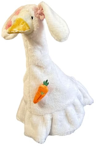 Abiti animali in cemento, a tema pasquale, statua di animali in cemento, divertente scultura da 43 cm o 58 cm con vestiti di peluche, decorazione per cortile, patio, giardino prato