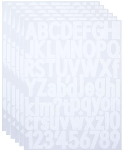 408 Pieces Letter Sticker Adhesive & Waterproof 1.5 Inch Vinyl Alphabet for Scrapbook Graduation Cap Mailbox Outdoors Supplies,6 Sheets White