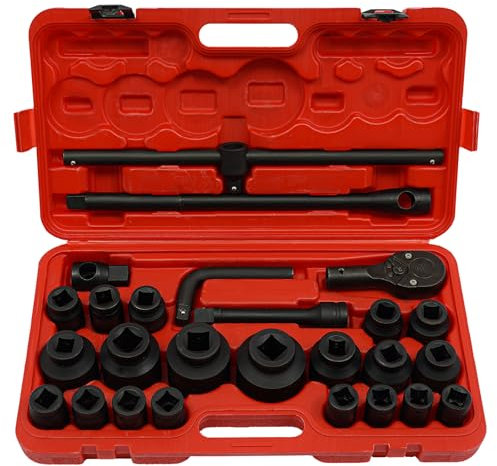 17 PCS 3/4 Steckdose &3 PCS 1 Steckdose Profi Steckschlüsselsatz Auto Nusskasten Antriebsschlag Steckdose Set, Steckdose Set, 6 Punkte Steckdose Set