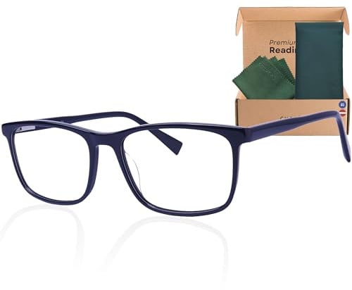 Cvantus Premium Lesebrille | Verschreibungsbrillen-Qualität - Hergestellt von Optikern | Blaulicht- und UV-Blocker, Entspiegelt | Schwarz Quadratische Lesebrille Herren & Damen +0.75