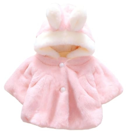 Nouveau-né Cape Poncho à Capuche en Fausse Fourrure Thermique Veste à Capuchon d'Hiver Automne Épais Chaud Manteau Gilet de Princesse Mignon Vêtement d'Extérieur Coupe-Vent pour Bébé Fille 6-24 Mois