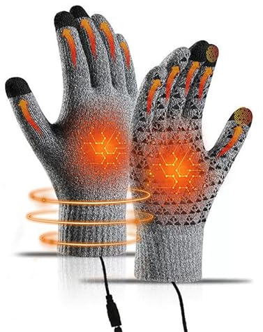DVONE Winter Beheizbare Handschuhe für Herren Damen, USB Touchscreen Handschuhe mit 3-Stufige Temperaturregelung und Rutschfestes Design, für Wandern,Radfahren,Skifahren,Camping