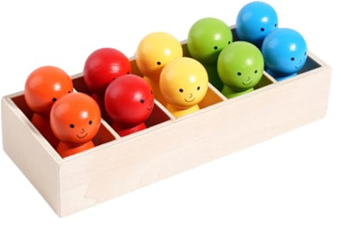 Flaschenfarben-Herausforderungsspiel – 19,8 X 7,5 X 4 Cm | Bottle Challenge-Spiel | Holzspielzeug | Farben Erraten Und Passende Puppen | Pädagogische -Denktafel Für Kinder, Erwachsene, Famil