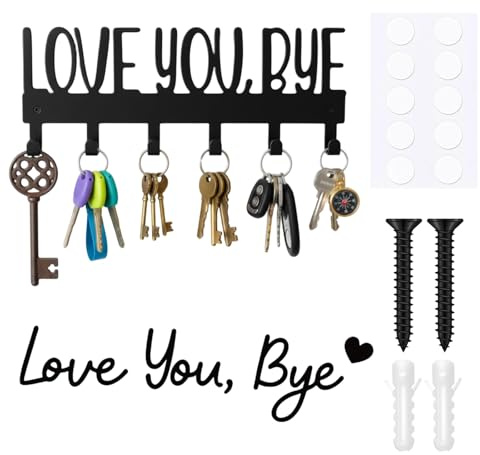 Bafutayawa Porte-clés Mural avec étagère en Tant Que Crochet et Support Mural avec Plaque Love You Bye pour la Maison