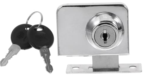 GAROZATION Sliding Door Security Lock with Key Thickened U-Shaped Lock Plate for Glass Cabinet Display Case and Kitchen Cupboard Safety