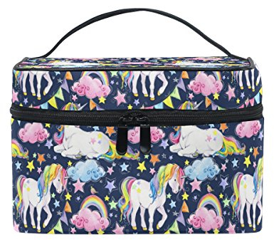 Make-up Tasche mit Panda-Muster in Schwarz und weiß, Kulturbeutel mit Griff und Fächern für die Aufbewahrung Kosmetik, für Reisen geeignet, ideal für Teenager, Mädchen, Jungen und Damen Blau
