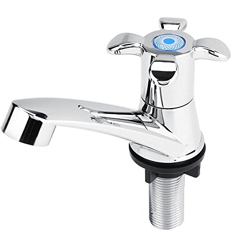 Grifo de lavabo, boquilla de agua de una sola manija, grifo de agua fría G1/2 galvanizado para baño, cocina, sala de descanso, bañera (mango de flor)