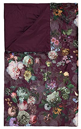 ESSENZA Plaid Wohndecke Fleur Burgund Sofadecke Blumen Blüten Rosen 135 cm x 170 cm