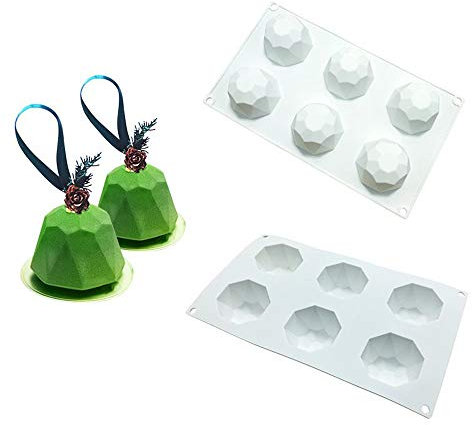 XiaoShenLu stampi in silicone per dolci per Cioccolato Torta Gelatina Cubetti di Ghiaccio, 6 Fori Forma di Una Gemma, bianco