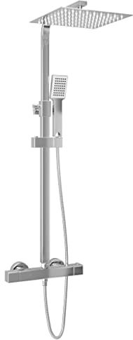 vidaXL Duschset Doppelkopf mit Thermostat Duschsystem Regendusche Handbrause Duscharmatur Kopfbrause Duschstange Duschkopf Dusche Edelstahl