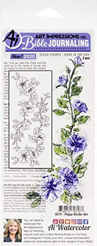 Art Impressions 623322 5273 Klare Stempel BRDR, Mohnblumen-Bordü, Einheitsgröße